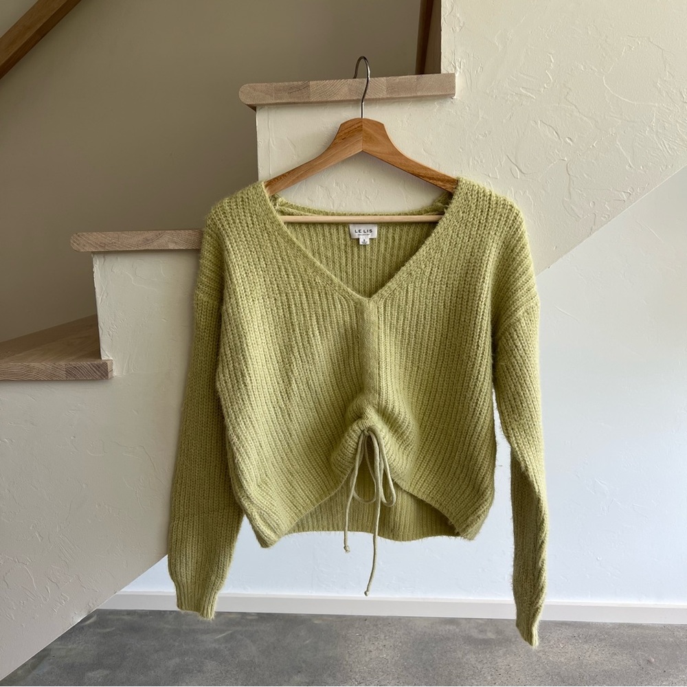 Le Lis Lime Fuzzy Cropped Sweater S